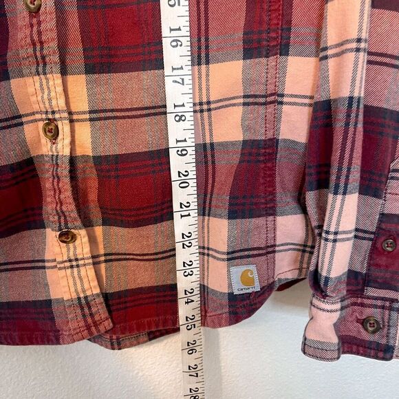 Carhartt Red & Pink Plaid Flannel Button Down Shirt M - Picture 3 of 7